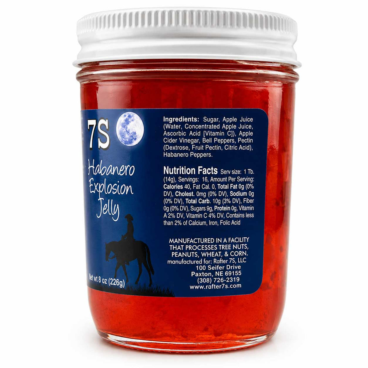 Habanero Explosion Jelly | 8 oz. | Hot and Spicy Jelly Spread | Meat Glaze | Fresh Habanero | Made in Paxton, NE | Rafter 7S