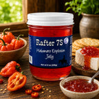 Habanero Explosion Jelly | 8 oz. | Hot and Spicy Jelly Spread | Meat Glaze | Fresh Habanero | Made in Paxton, NE | Rafter 7S