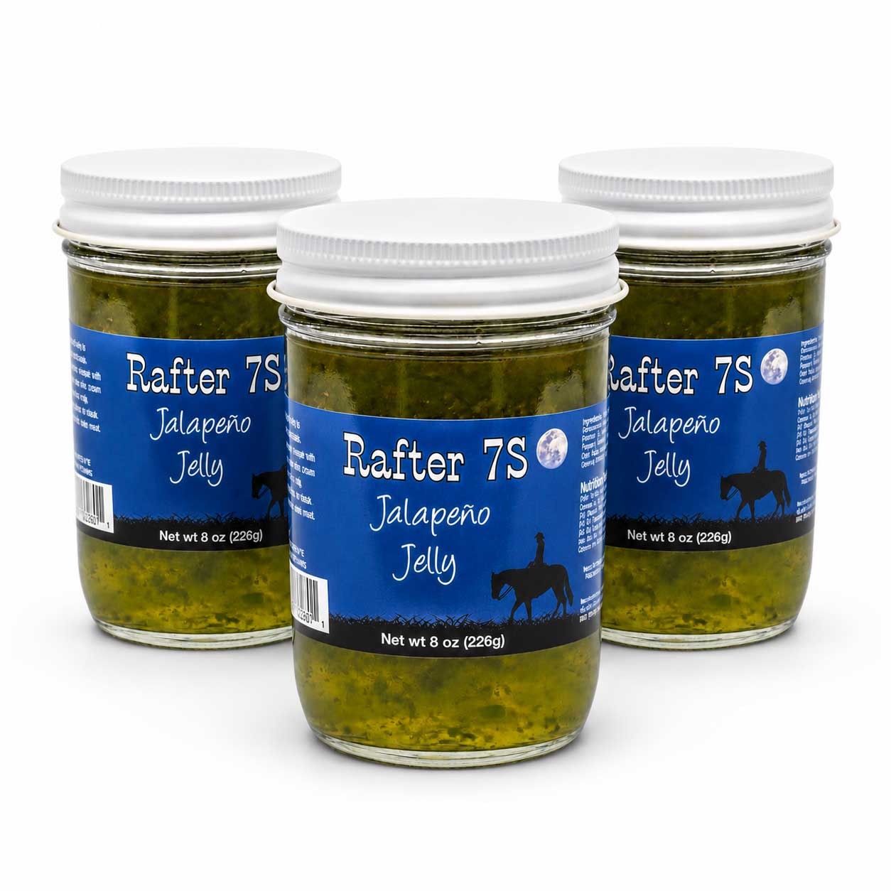 Jalapeno Jelly | 8 oz. Jar | 3 Pack | Burst of Mild Spice | Use in Dips | Fresh Jalapeños | Made in Paxton, NE | Rafter 7S