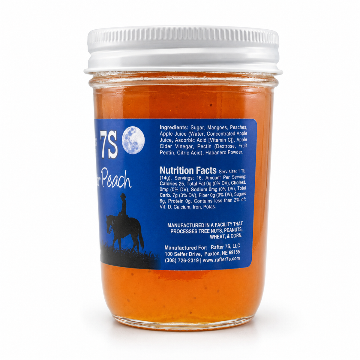 Spicy Mango-Peach Jelly | 8 oz. | Jelly With Spice | Fresh Blend Of Mango and Peach | Made in Paxton, NE | Rafter 7S