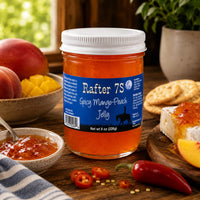 Spicy Mango-Peach Jelly | 8 oz. | Jelly With Spice | Fresh Blend Of Mango and Peach | Made in Paxton, NE | Rafter 7S