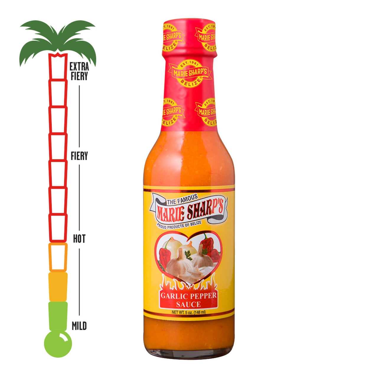 Marie Sharp's Fiery Hot Habanero Sauce 5 Oz - Extra Hot Belizean Pepper Sauce