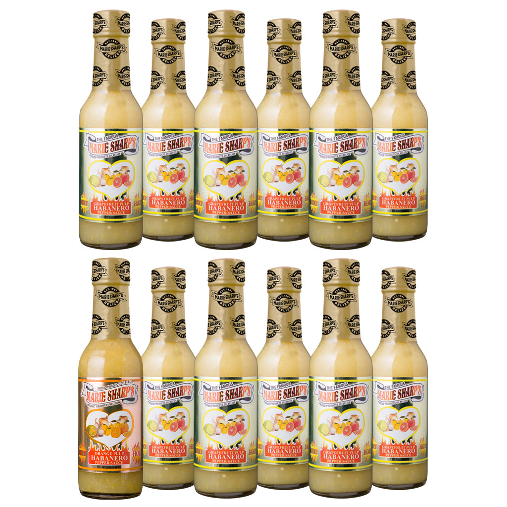 Marie Sharp's Orange Pulp Habanero Pepper Sauce Best By 2025 Case of 12 5 oz.