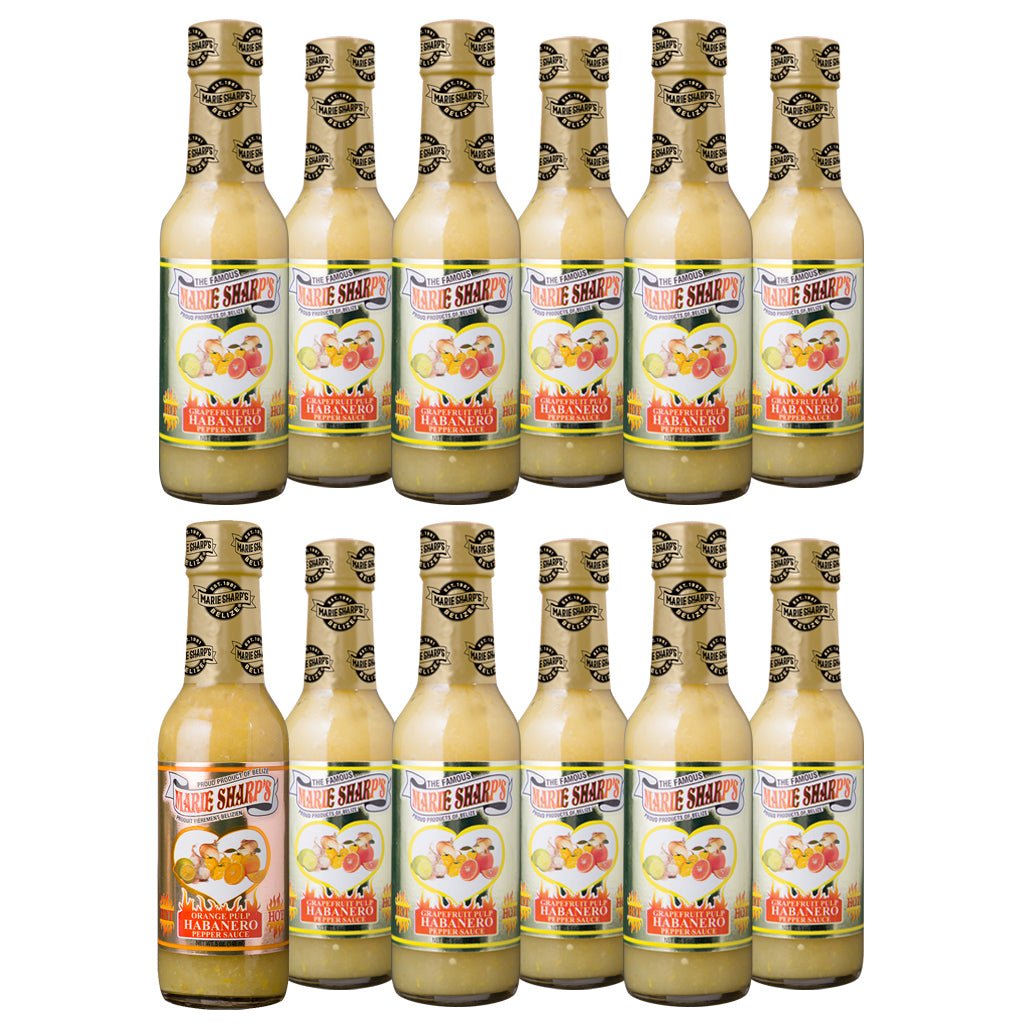 Marie Sharp's Orange Pulp Habanero Pepper Sauce Best By 2025 Case of 12 5 oz. - The Pepper Pantry (Formerly Marie Sharp's)