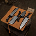 4-Piece Damascus Steel Kitchen Knife Set — Chef, Santoku, Cleaver & Utility