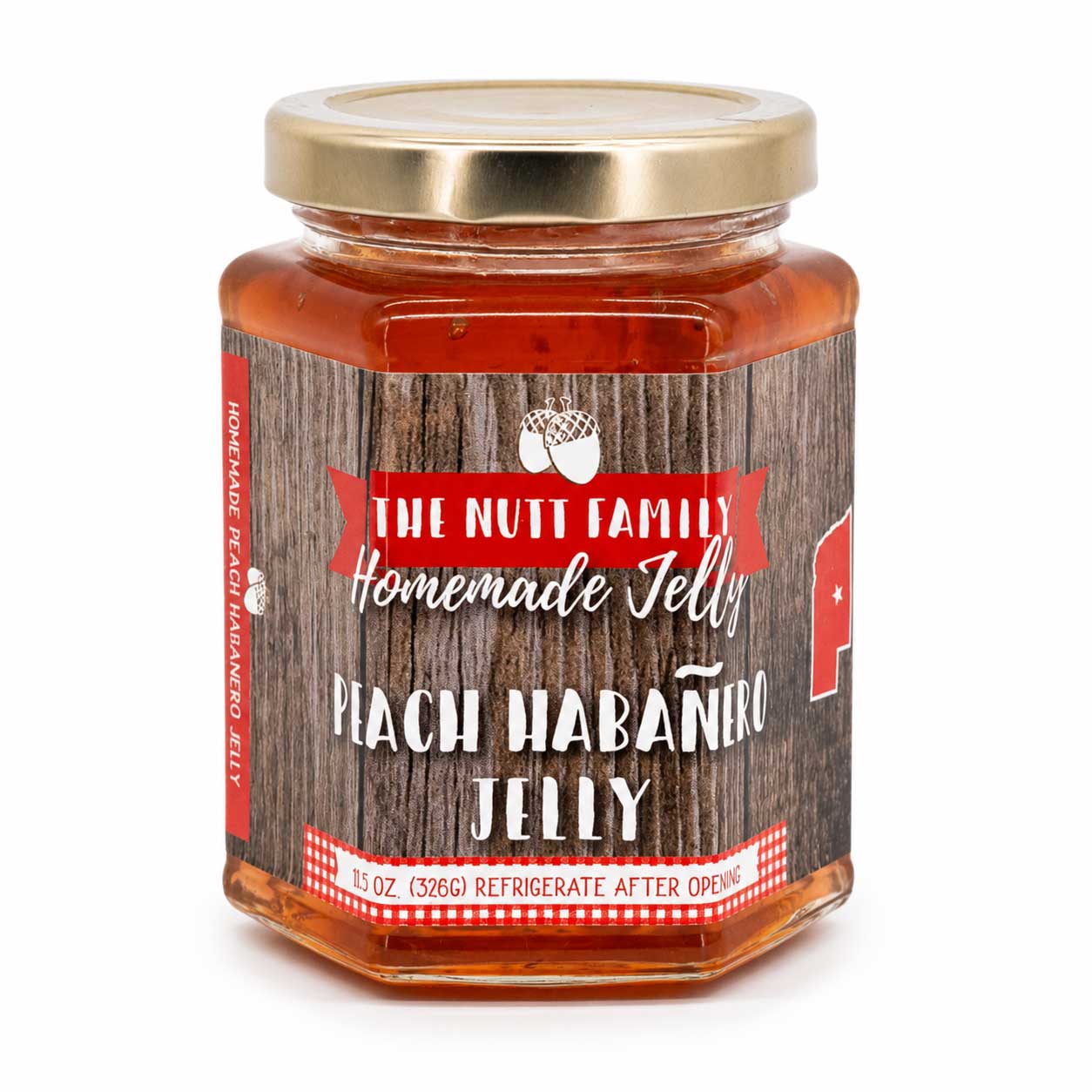 Peach Habanero Jelly | 11.5 oz. Jar | Made with Fresh Peaches | Spicy Fruit Spread | Made in Ravenna, NE | Nutt Family Jams and Jellies