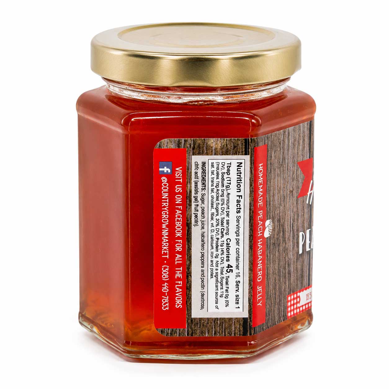 Peach Habanero Jelly | 11.5 oz. Jar | Made with Fresh Peaches | Spicy Fruit Spread | Made in Ravenna, NE | Nutt Family Jams and Jellies