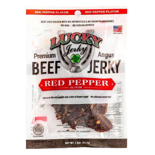 Sale Close Dated | Red Pepper Beef Jerky | 1.5 oz. Bag | Black Pepper With Hint Of Brown Sugar | Tender | Expertly Cut, Trimmed, & Seasoned | All Natural | Nebraska Jerky | Perfect Everyday Snack