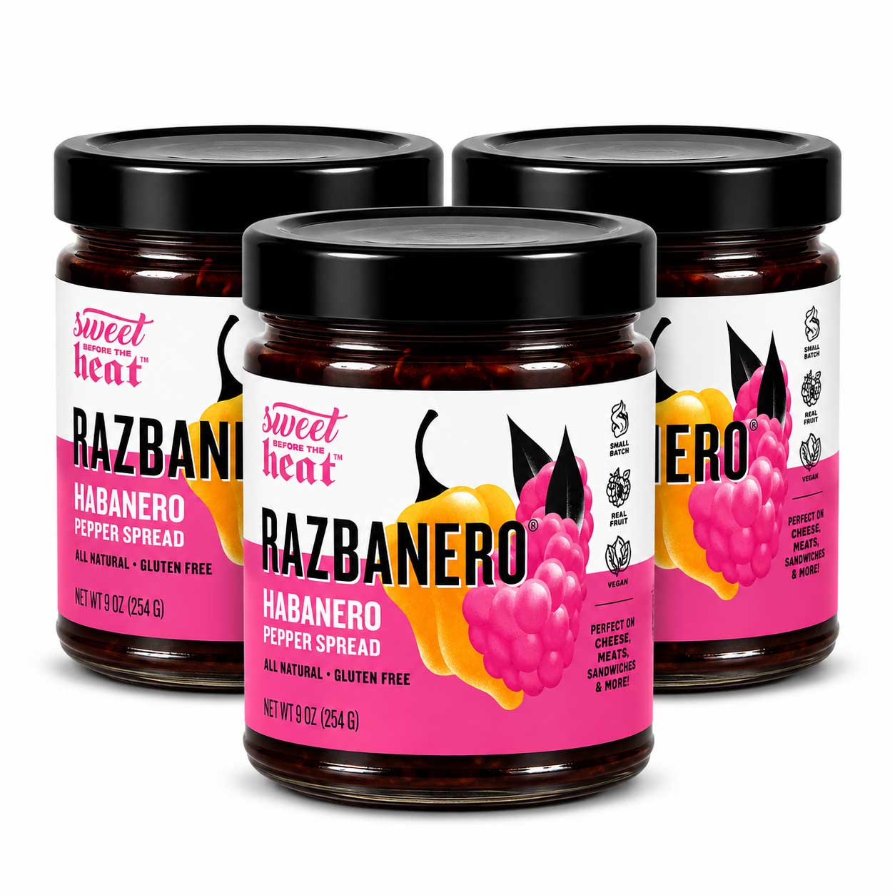 Razbanero Pepper Spread | Pack of 3 | 9 oz | Gluten Free | Chili Dawg's Foods of Fire