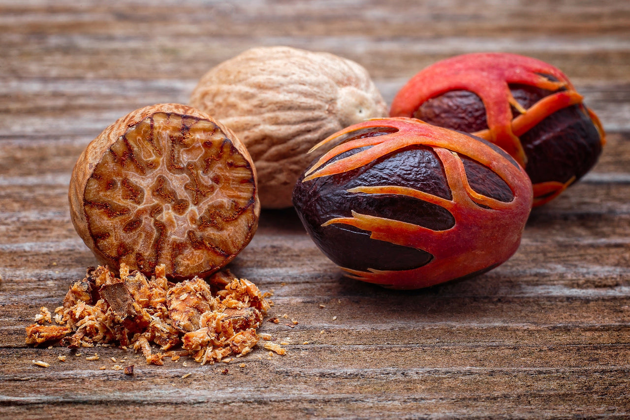1 NUTMEG TREE Seed Myristica Fragrans Pala MACE Fruit Nut Pumpkin Pie Spice