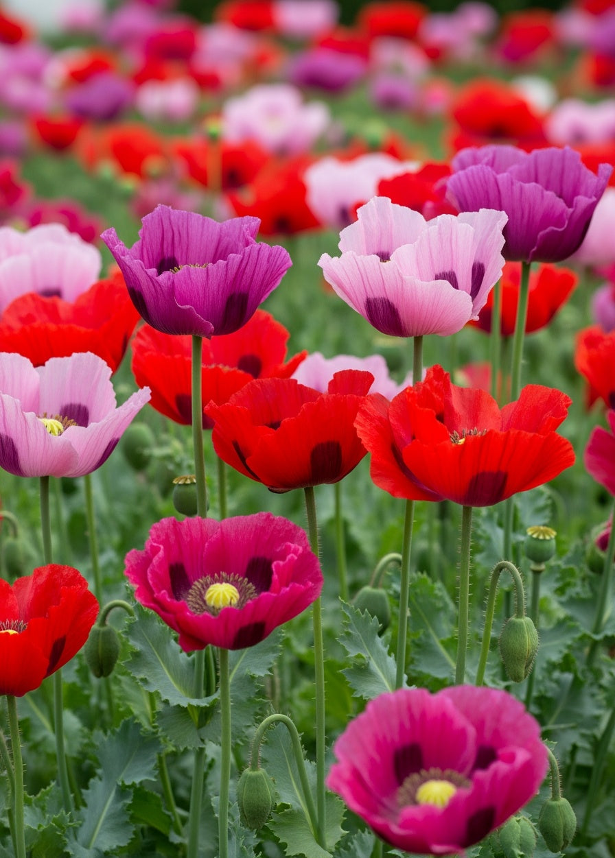 1000 PEPPERBOX POPPY MIX Papaver Somniferum Mixed Colors Red Violet Flower Seeds