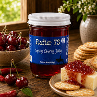 Spicy Cherry Jelly | 8 oz. Jar | 3 Pack | Sweet & Spicy Jelly Spread | Fresh Cherries | Made in Paxton, NE | Rafter 7S