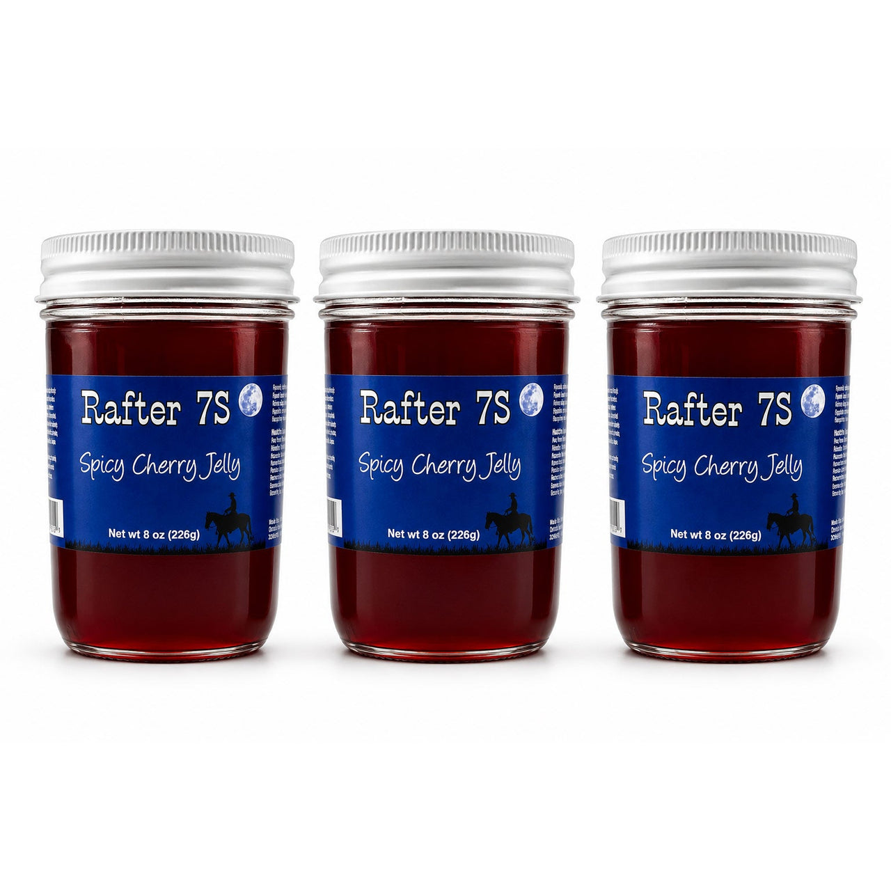 Spicy Cherry Jelly | 8 oz. Jar | 3 Pack | Sweet & Spicy Jelly Spread | Fresh Cherries | Made in Paxton, NE | Rafter 7S