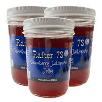 Strawberry Jalapeno Jelly | 8 oz. Jar | 3 Pack | Strawberry With Spicy Ending | Delightful Flavor | Made in Paxton, NE | Rafter 7S